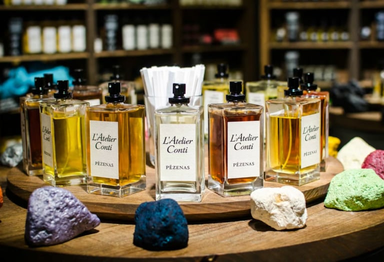 Bar à parfum à Pézenas – flacon L’Atelier Conti lors d’une création de parfum sur-mesure