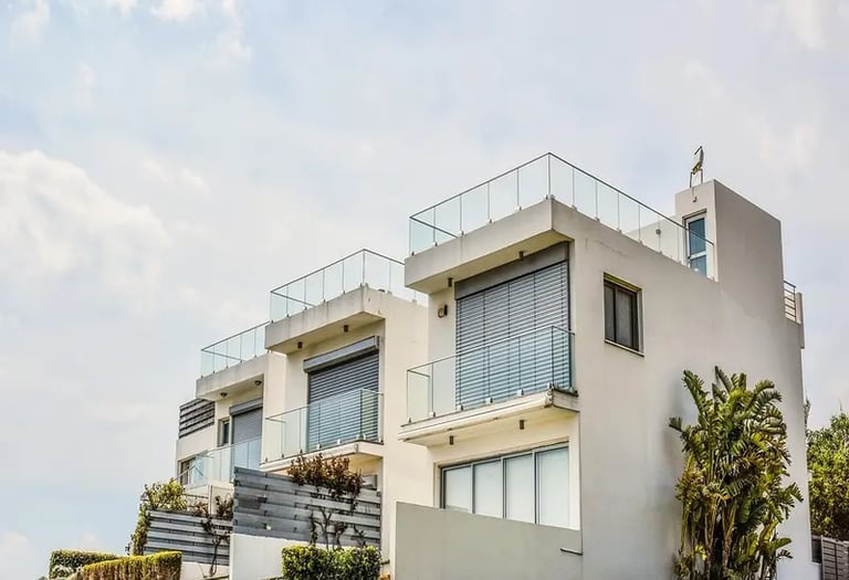 Modern residential houses showcasing premium real estate property features