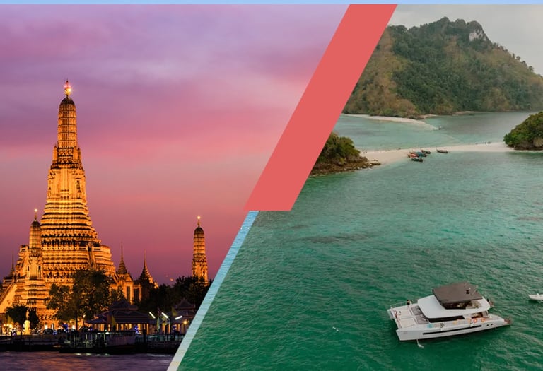 Custom Thailand travel packages featuring Bangkok temples and tropical island experiences