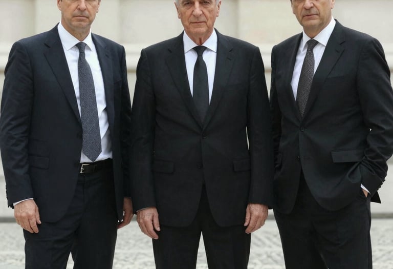 An overhead shot of an open, old leather-bound journal with a pale grey fountain pen resting on its pages. The background is a dark charcoal wood grain.
