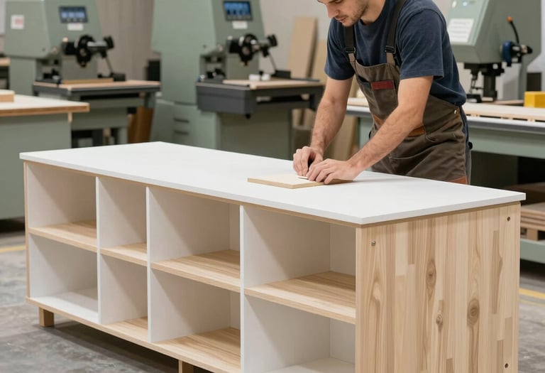 Icon depicting a factory producing custom retail displays.