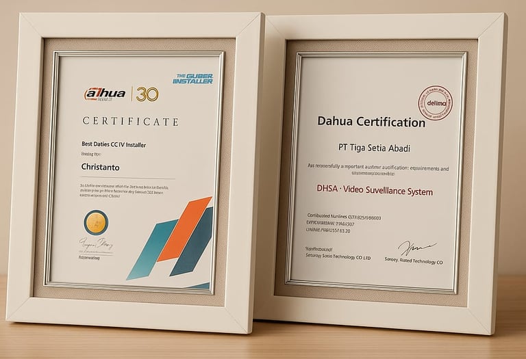 Sertifikat best dahua cctv installer jabotabek