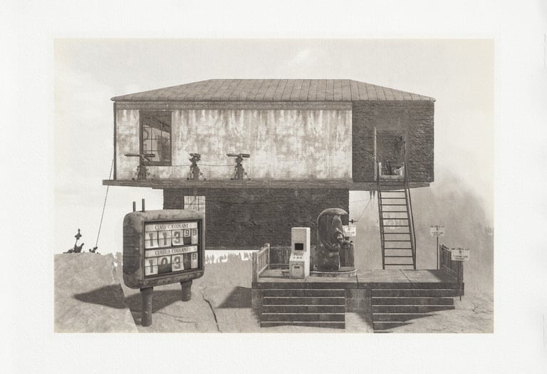 Type 1.5.11. de Maxim Zmeyev : C.A.M.P. militaire de Fallout 76 avec escalier et façade armée