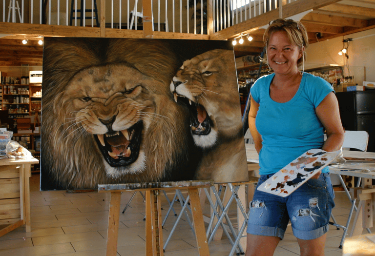 Mireille Desroches et ses lions