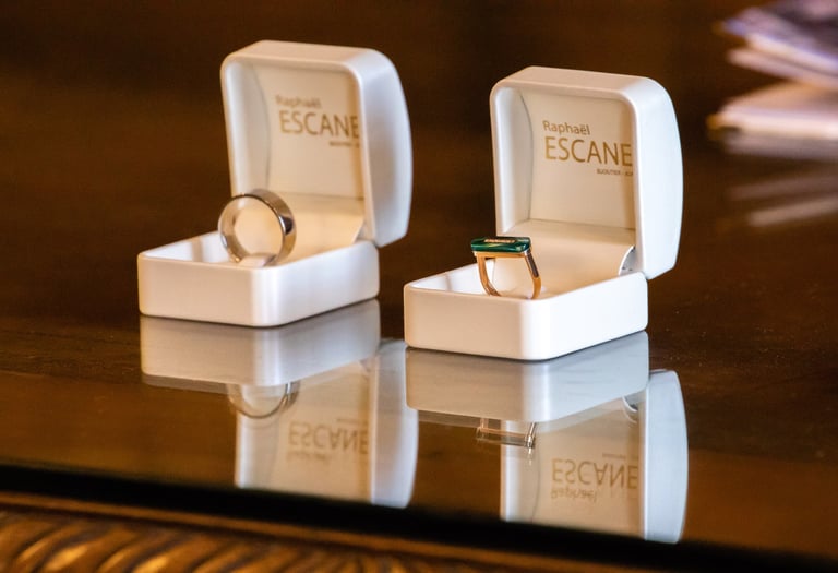 a couple of rings on top of a table