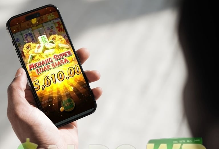  Tampilan kemenangan super luar biasa sebesar 5,610.00 pada game slot mahjong di aplikasi SALDO WD