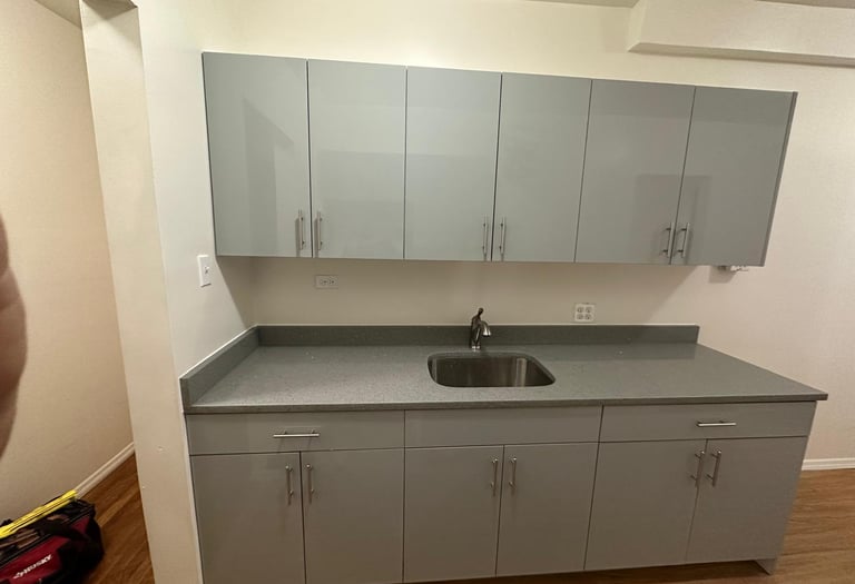 a kitchen with a sink and a sink