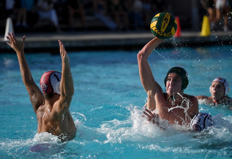 Flynn Guenther Mira Costa Water Polo against PV High School