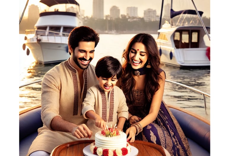 a man and woman cutting a cake with a cake at gate of india mumbai yacht booking