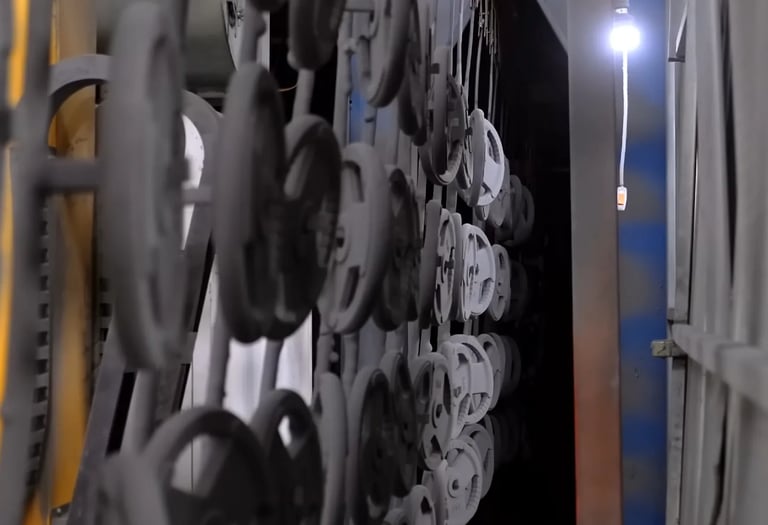 Heat treatment process applied after powder coating on cast iron products