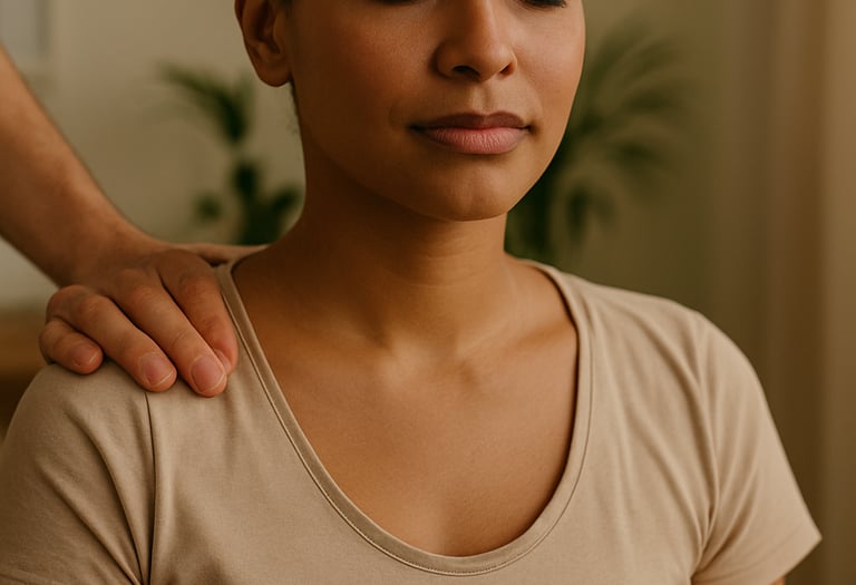 a woman getting a massage to help relieve the symptoms of menopause