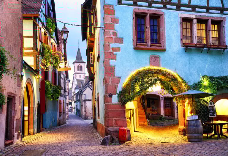 Alsace Village Riquewihr colored houses
