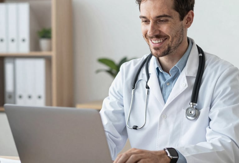 Close-up of a medical certificate being handed over to a smiling patient.