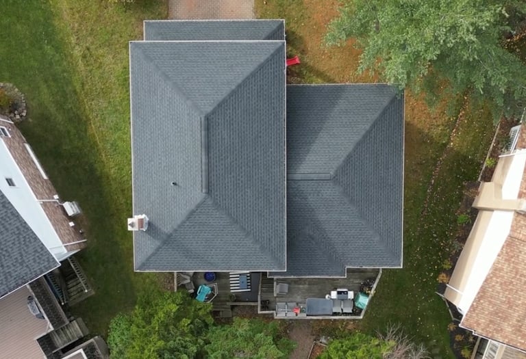 Roof Installed By Catch All Contracting - Roofing, NS Canada - Drone Image