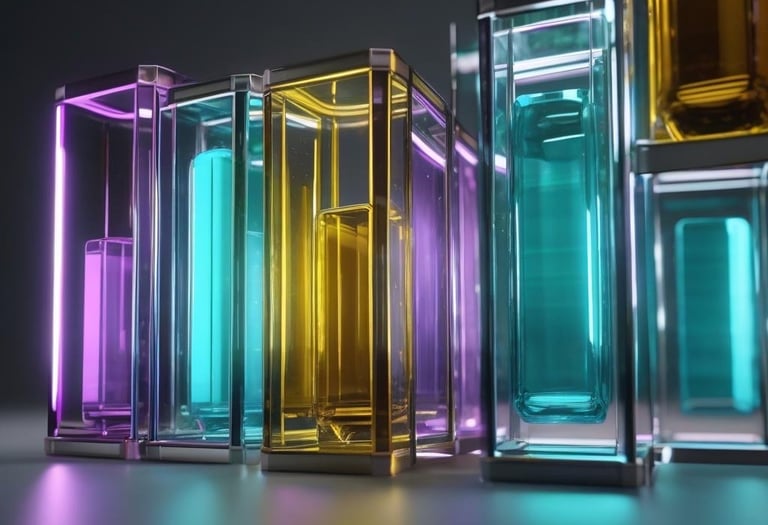 a group of colorful colored glass vases