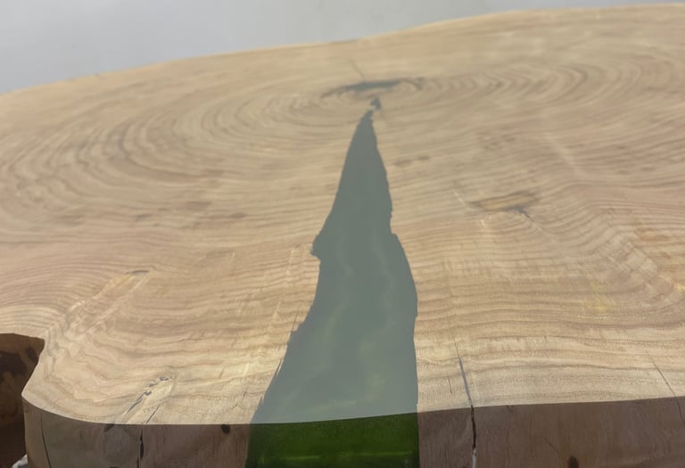 Round chestnut table with epoxy