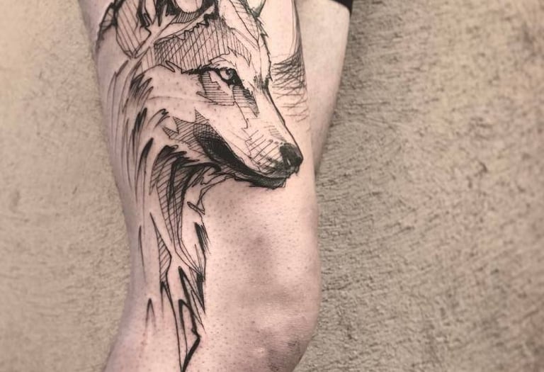 Style tatouage Sketch esquisse traits légers chat réaliste - tatoueur Genève