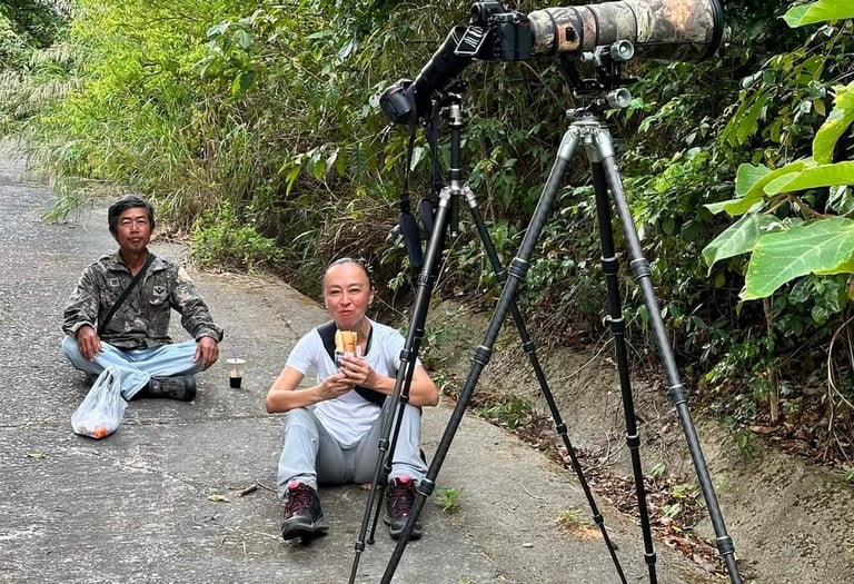 Taking a short break for the langur watching tour in Da Nang.