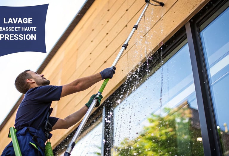 Nettoyage de façade vitré et bardage bois