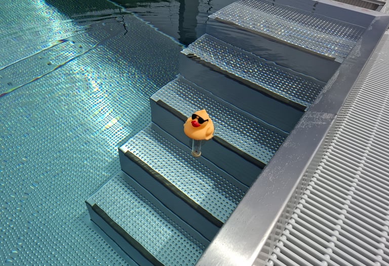 Quitscheente im Pool