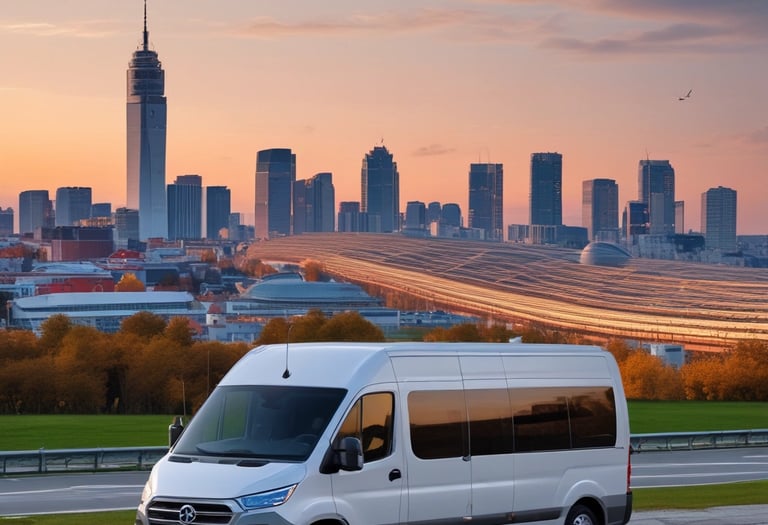 a silver airplane with a large jet flying over a building