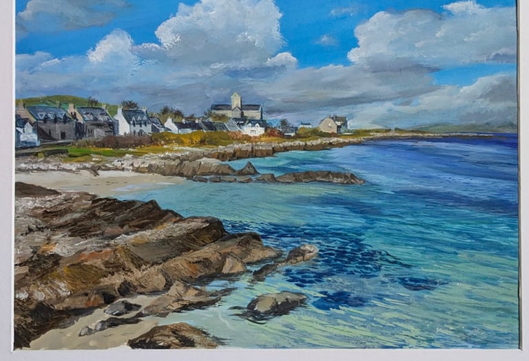 Isle of Iona, village with Cathedral distant