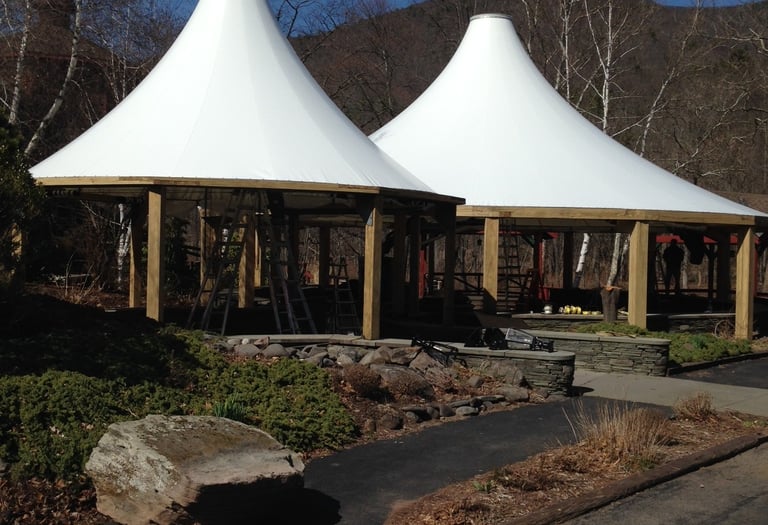 Fabric pavilion structures