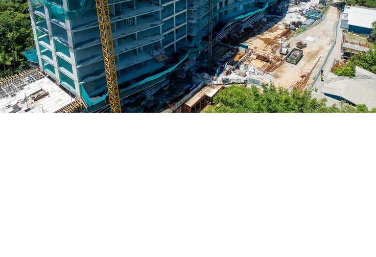 Empreendimento Scenarium, da Construtora FG, em fase de obras, no bairro Praia Brava de Itajaí.