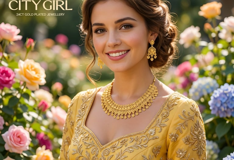 City Girl Jewellery - 6monthsguaraunteejewellery- 18 Carat Gold Plated  - Bridal Wear - Necklace Set