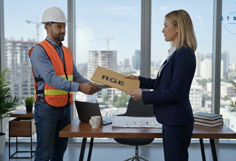 Professionnel du btp avec son dossier de qualification RGE