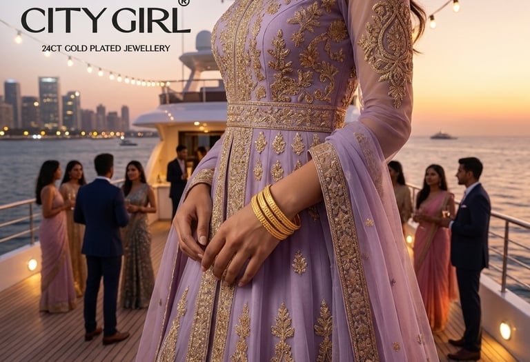 City Girl Jewellery-Anti-Tarnish Bridal Party Bangles Sets for Women - Gold Plated - CityBangles.com