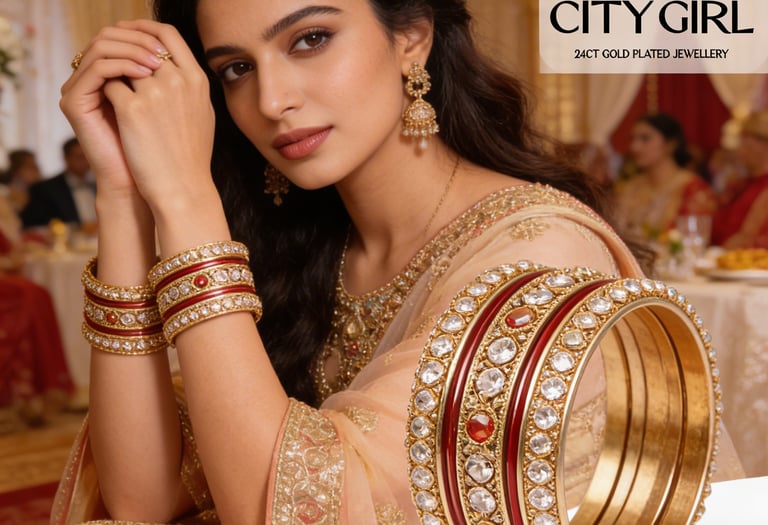 citybangles.in - Citgirl jewellery 18 Carat Gold plated Daily wear bangle sets with AD