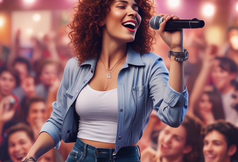 A DJ spinning lively music at a beautifully decorated wedding reception under twinkling lights.