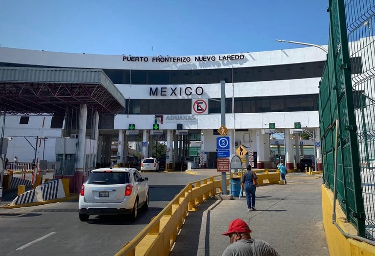 Car crossing border into Mexico at international bridge
