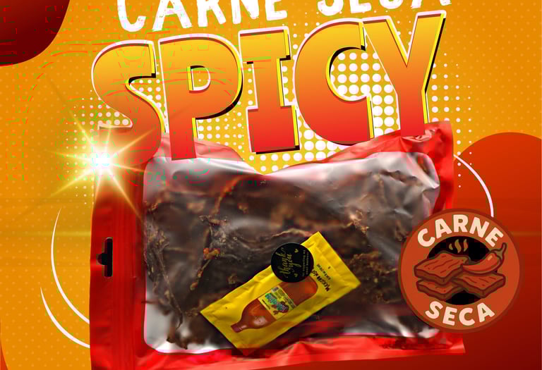 A digital display of spicy beef jerky