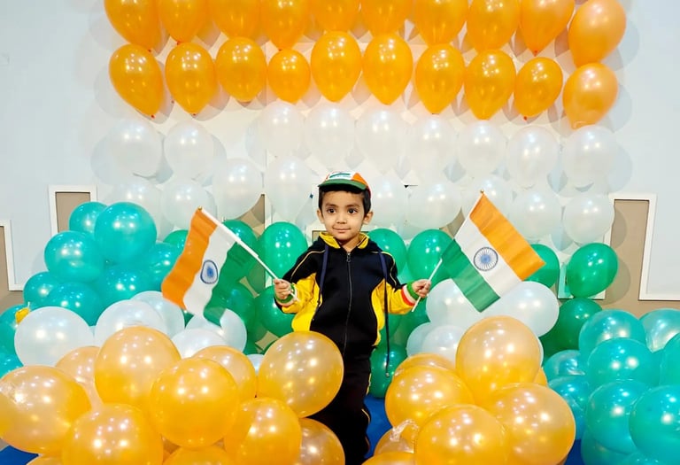 Kids celebrating Independence day at Enfant preschool Ghaziabad.