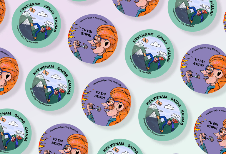mockup of stickers for jaunimo linija