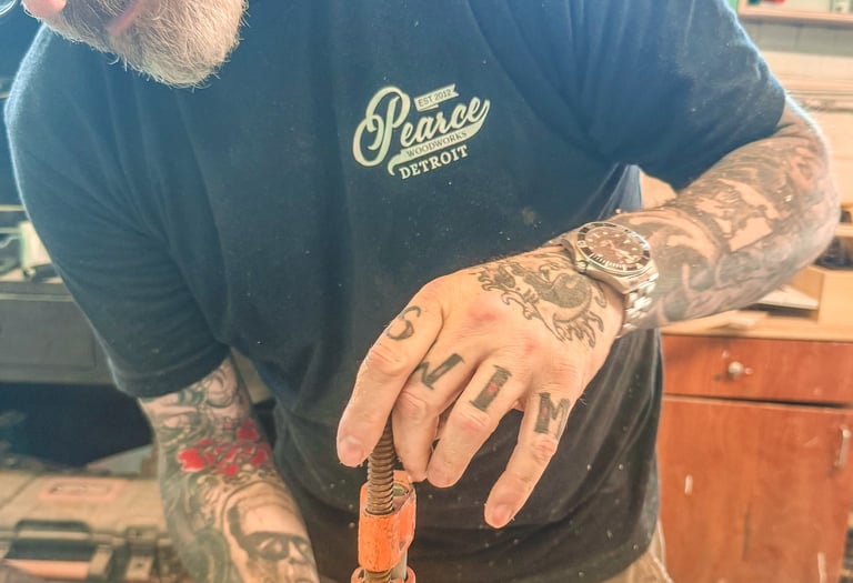 Master woodworker creating custom project in a woodshop