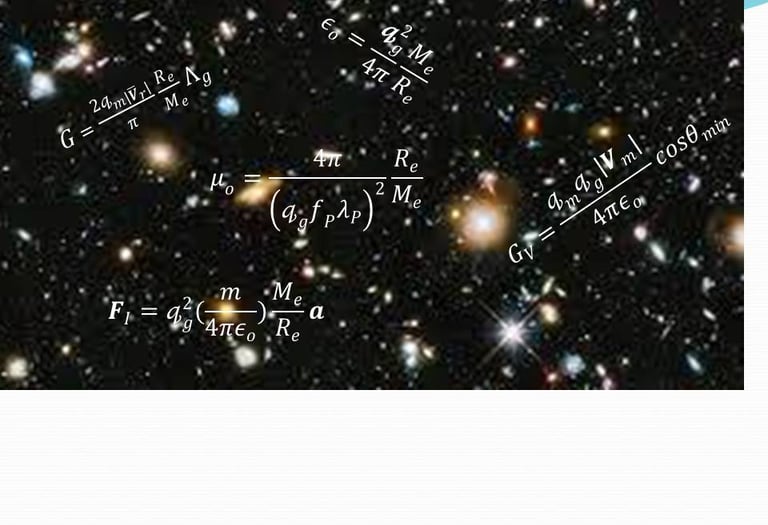 Universe with galaxies superimposed with formulations derived in this theory of quantum gravity