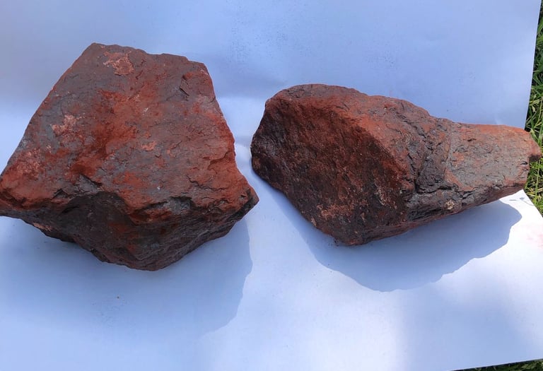 red hematite iron ore in textured, earthy tones for industrial and pigment applications