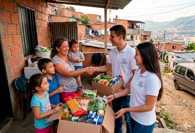 Familia vulnerable recibe ayuda alimentaria