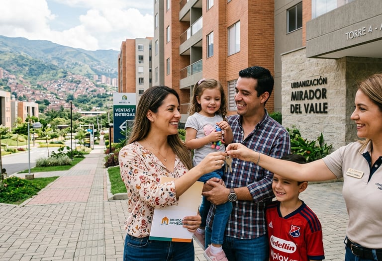 Familia feliz que recibe su casa nueva