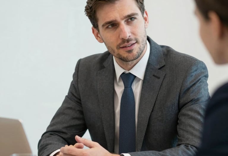 A sleek black and white office space with a team collaborating over laptops.