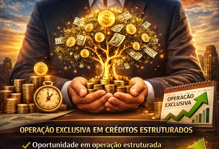 FSA Stocks investment flyer seeking strategic partners for structured credit operations with golden money tree.