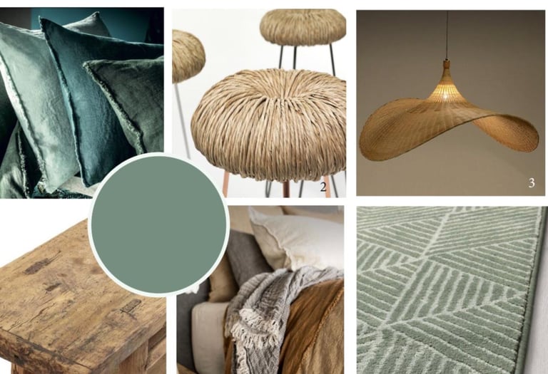 Planche d'ambiance d'une chambre d'un boutique hôtel