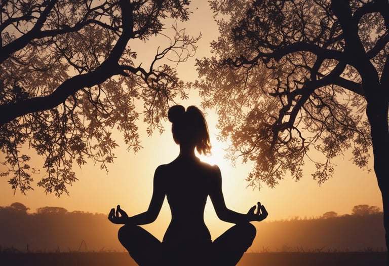 woman doing yoga meditation on brown parquet flooring
