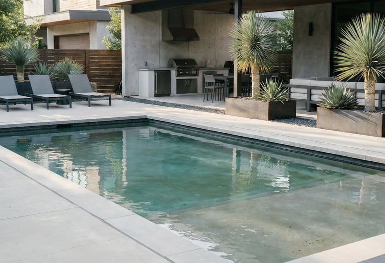 Pool with cloudy water just before troubleshooting service in Austin, Texas