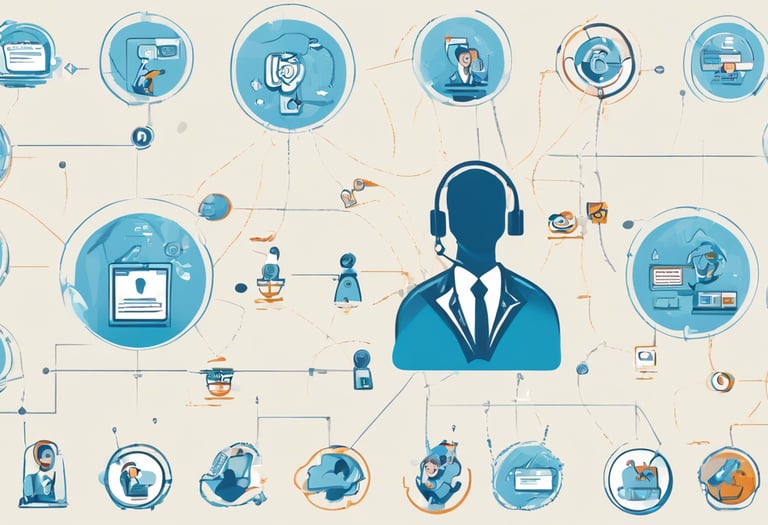 a man in a suit and tie with a headset