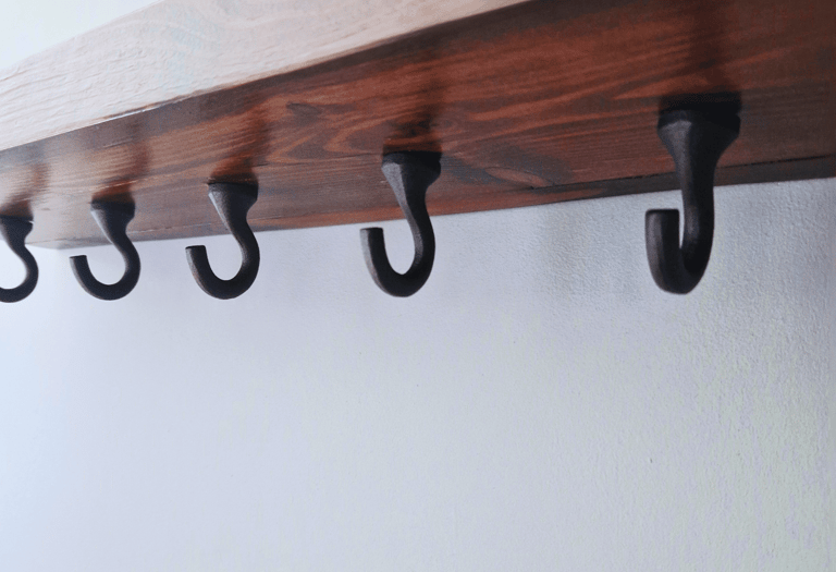 Cast Iron towel rack rustic industrial  rustic Shelf Hanger Solid Handmade Ye Olde Wooden Board