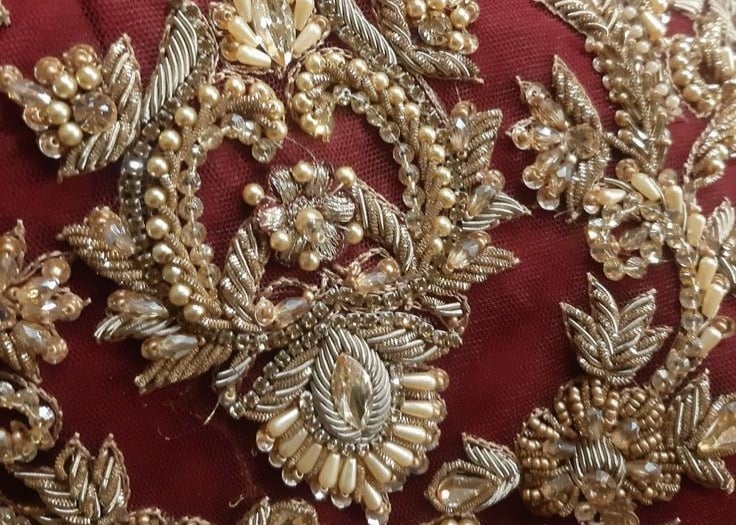 SYZ handmade zardosi embroidery patch for dupatta border decoration